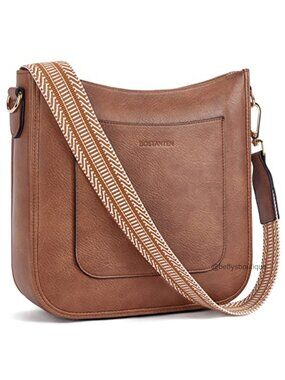 Vegan Leather Crossbody Bag Guitar Strap Purse Travel Hobo